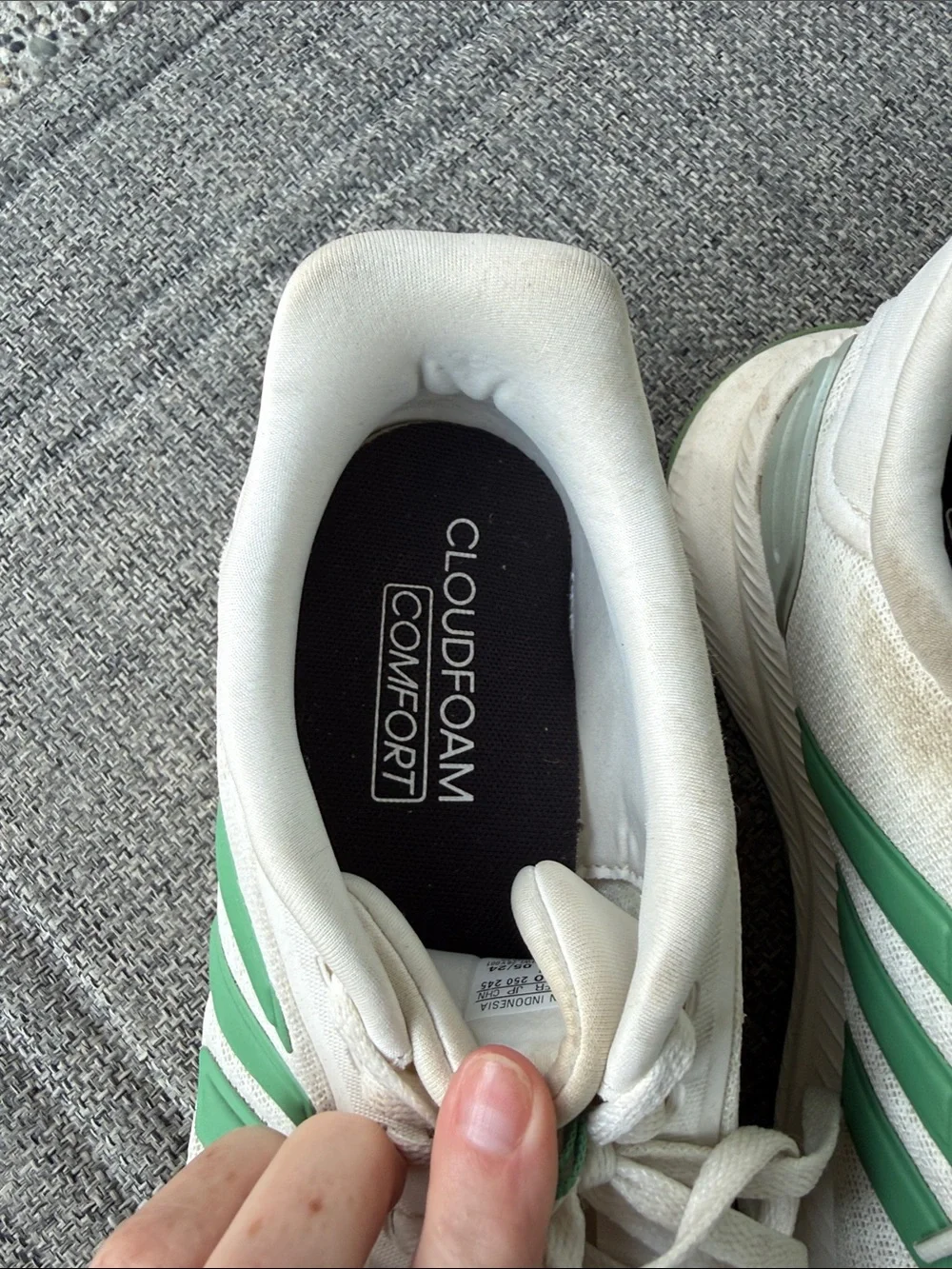 adidas White and Green Women's Athletic Sneakers Cloudfoam